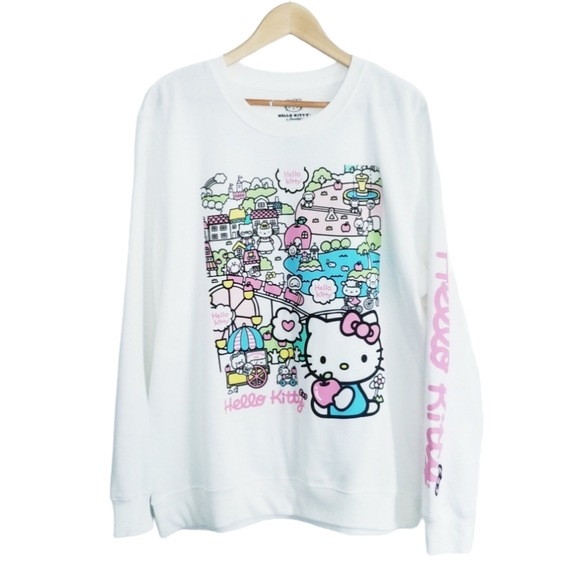 NEW Hello Kitty White Fleece Lined Sweatshirt Size L - Picture 3 of 16